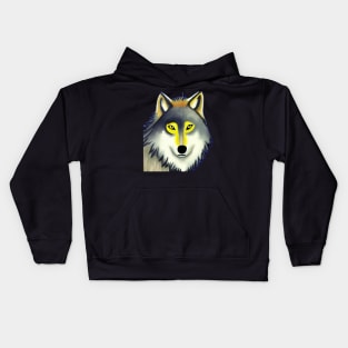 A retro wolf artwork Kids Hoodie